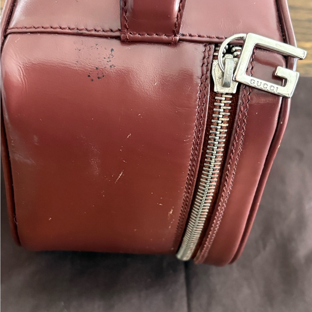 Gucci Vintage Burgundy Leather HandBag/Cosmetic Case w/ Dust Bag and COA - Picture 7 of 10